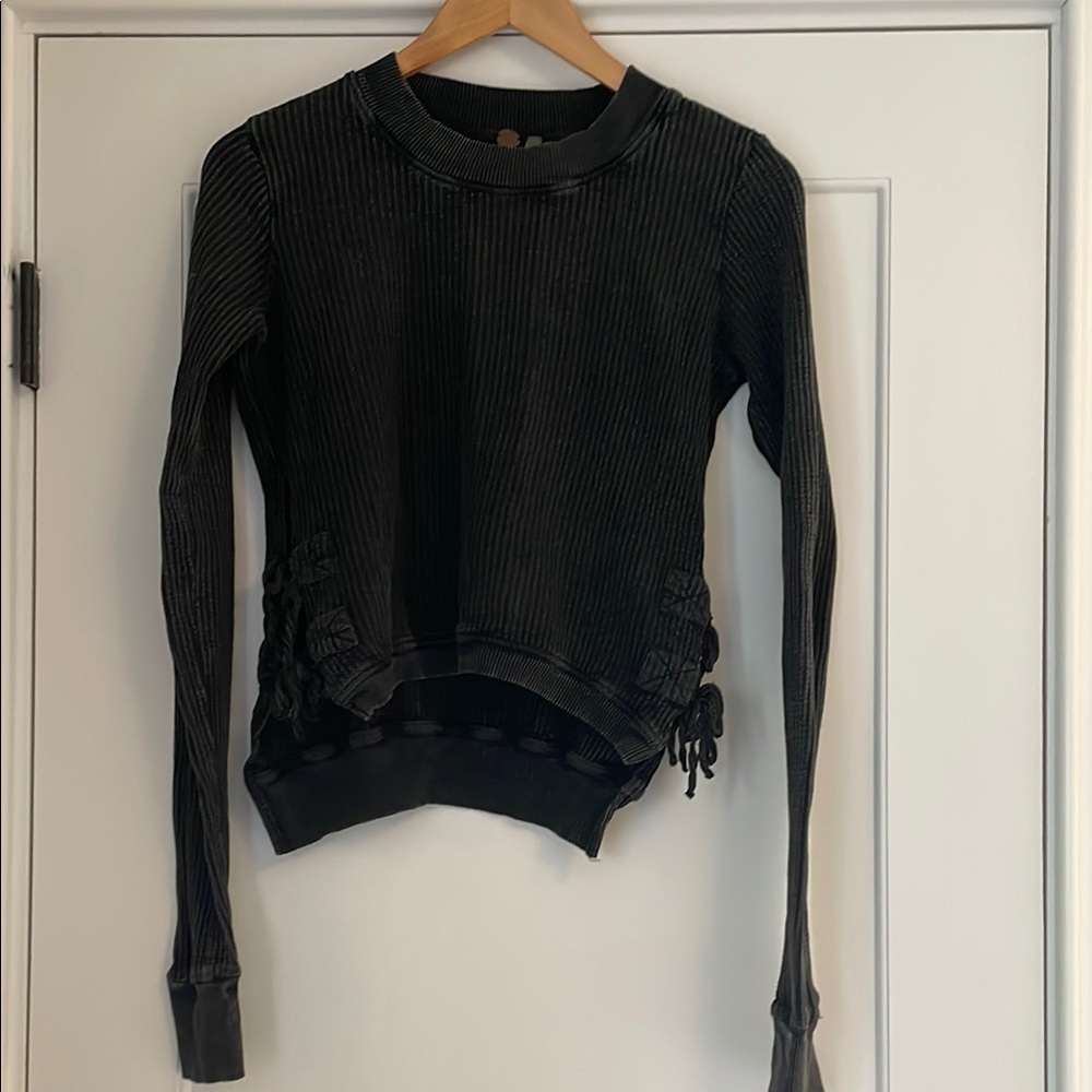 Free People Black Ribbed Women's Top